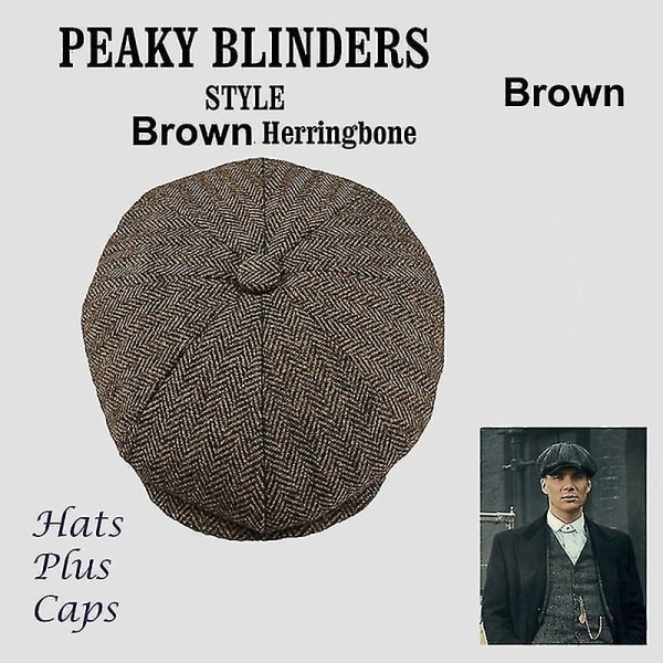 Ny Herrmode Peaky Skyddshatt Herr Newsboy Cap Fiskbens Tweed Vinterhatt Varm Coffee  White