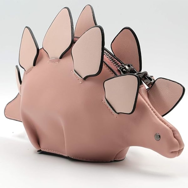 Dinosaurie axelväska, PU Stegosaurus CrossBody väska för flickor kvinnor A-pink