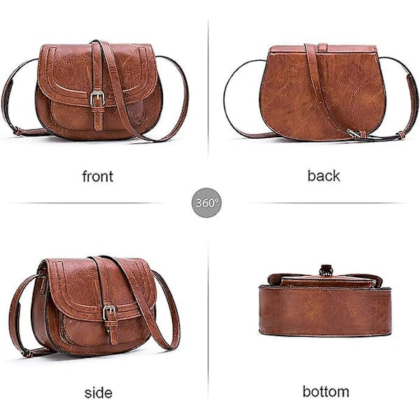 Naisten crossbody-laukku, pieni laukku ja olkalaukku, vintage-satulalaukku, vegaaninahkaa big brown