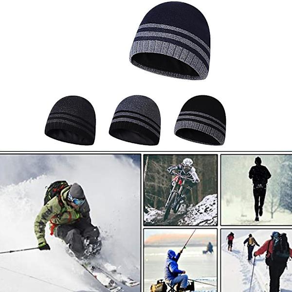 Vinter Beanie Hat Varmt Strikket Cuffed Plain Toboggan Cap
