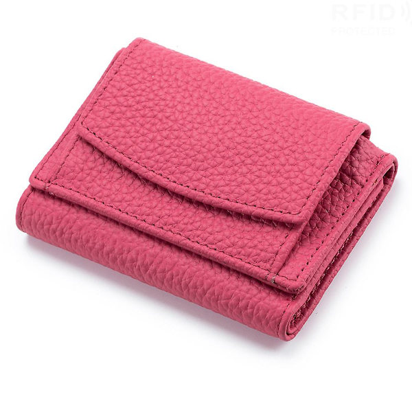 Liten läderplånbok, Rfid-myntväska Rose red