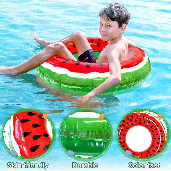 Oppustelig svømmering til børn, oppustelig svømmepølsflyder med vandmelon, oppustelig svømmepøl til små børn