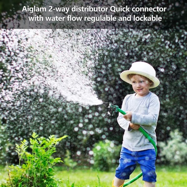 Way Hose Splitter, Garden 2 Way Hose Connector Water Taps 2 Way Distributor With Adjustable Locking Handle (1) Hy