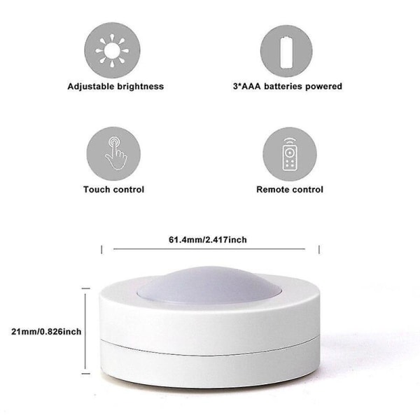 Trådløs dæmpbar under-skab lys touch sensor led natlamper batteridrevet fjernbetjening lamper havedekoration Warm white and white