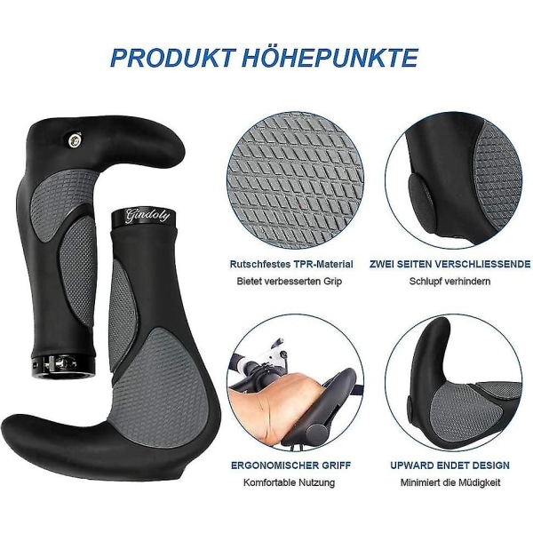 Ergonomiske sykkelhåndtak for alle sykler - Håndtak for perfekt grepsikkerhet, sklisikre sykkelhåndtak, styre