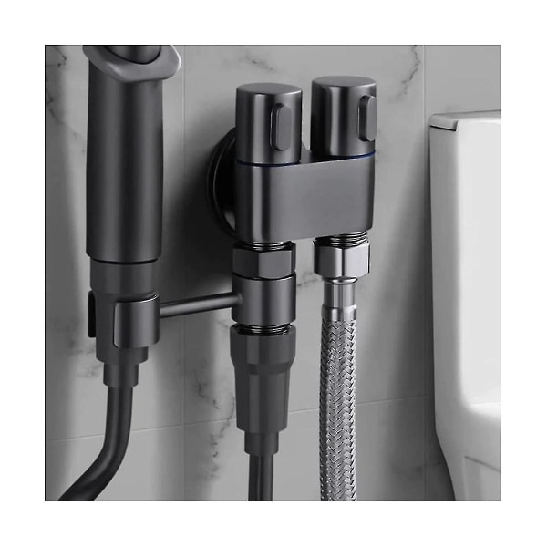 1-i-2-ut Dubbel Kontrollventil Mini Multifunktionskran Mini Duschtryck Badrumskran Kit För Bidé Och Dusch-c