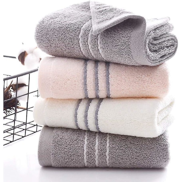 Sæt med 4 bomulds håndklæder håndklædesæt 34 * 74 cm badehåndklæder håndklæder 100% bomuld badelagner rosa, hvid, grå håndklæder til badeværelse køkken