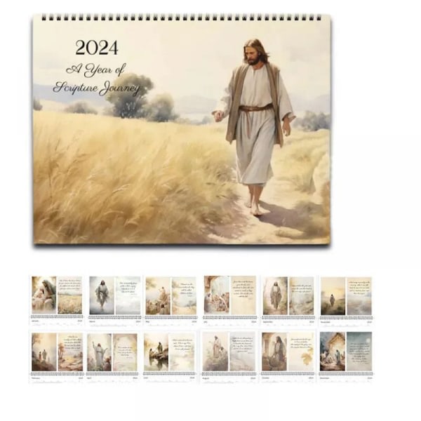 2024 Jesus Calendar, Wall Art Calendar trykt i førsteklasses arkivpapir