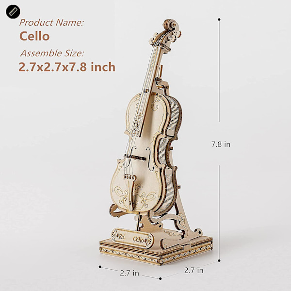 Barnens trä hantverk byggsatser 3d träpussel leksak Diy Cello modell satser att bygga hjärngympa leksaker för flickor
