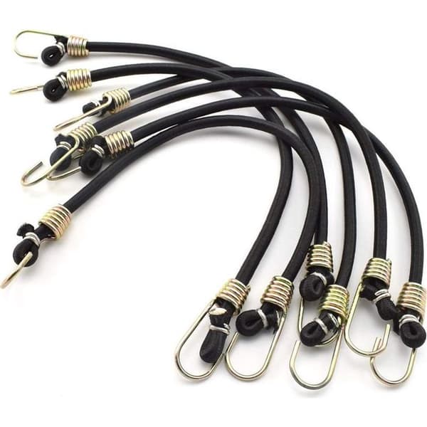 10-pack mini gummiremmar med krokar, svart elastisk lina, gummiband