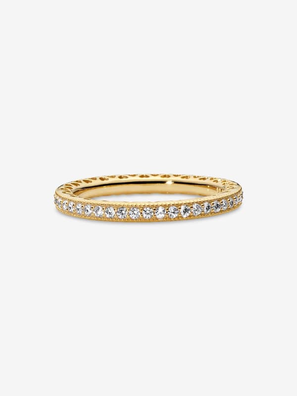 Pandora - Sparkle & Hearts Ring - 14k gullbelegg Circumference: 54mm
