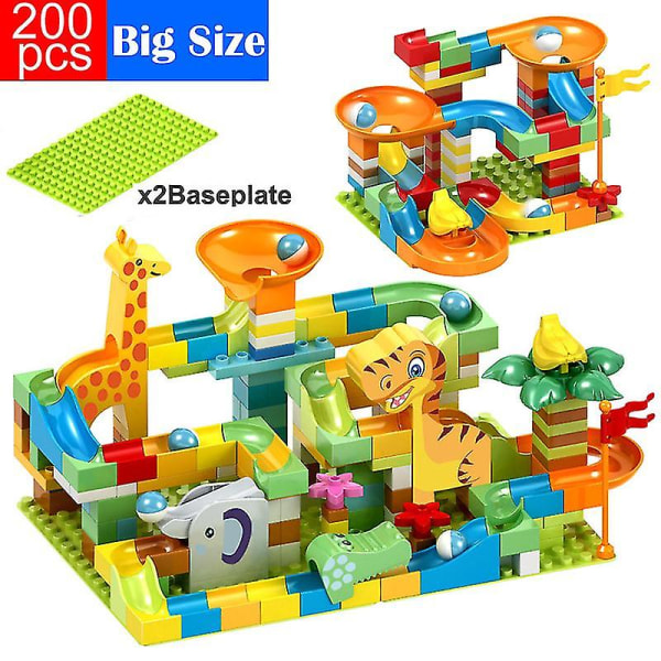 Suurikokoinen marmorikuularata, rakennuspalikat, labyrintti, pallo rata, rakennuspalikat, suppilo liukumäki, kokoonpanopalikat, opettavaiset lelut lapsille, lahjat Yw1 90pcs with base