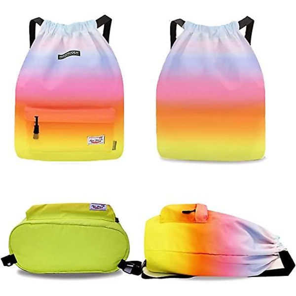 Vattentät dragväska, Gymväska Sackpack Sportryggsäck För Herr Dam Flickor Rainbow