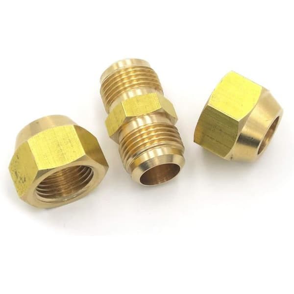 Kobberrørforlenger for klimaanlegg – 0,9 cm flensmutter, dobbel kobling, passer til 1,9 cm diameter rør
