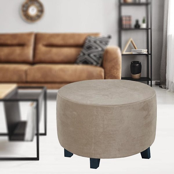 Rund Ottoman Fotskammeltrekk for Diameter 48-55 Cm, Brun