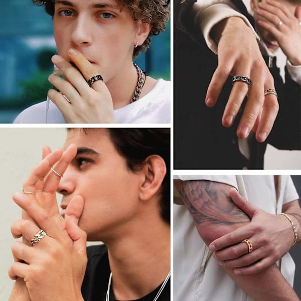 Titanium stålring til mænd, trendy unisex smykker til mænd og kvinder 10 10