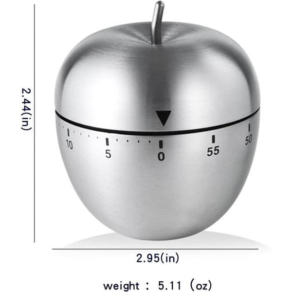 Æbleformet timer (60 minutter), køkkentimer, manuel timer (0-60 minutter), skoletimer, visuel timer