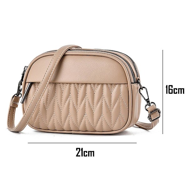 All-match Messenger Bag Simple Soft Leather Small Bag Korean Soft Leather Mobile Phone Bag khaki