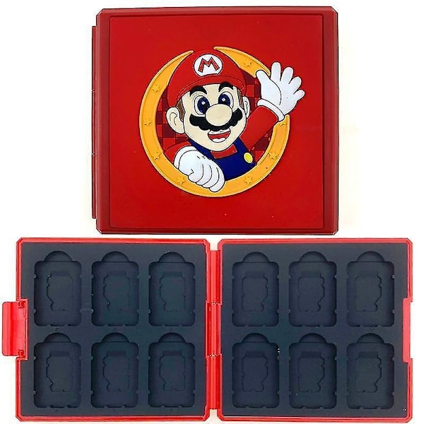 Rød Mario hode Bærbar støtsikker hard skall oppbevaringsboks for Nintendo Switch spillkort