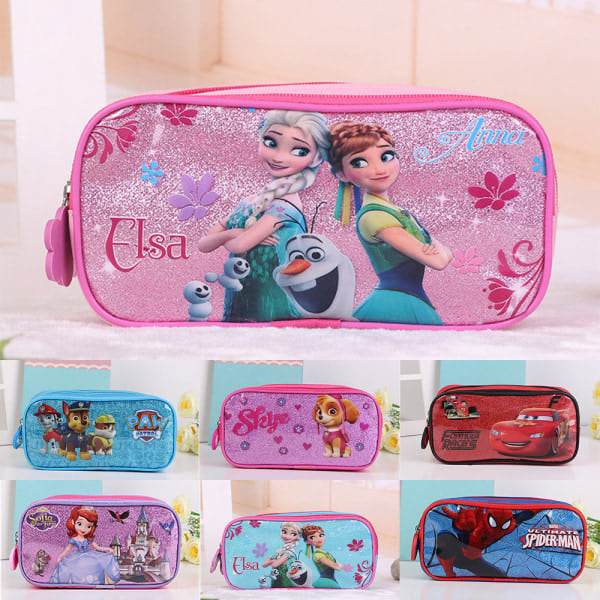 Kids Spiderman Dobbelt Lag Pencil Case Etui Blyantpose Ice-blue