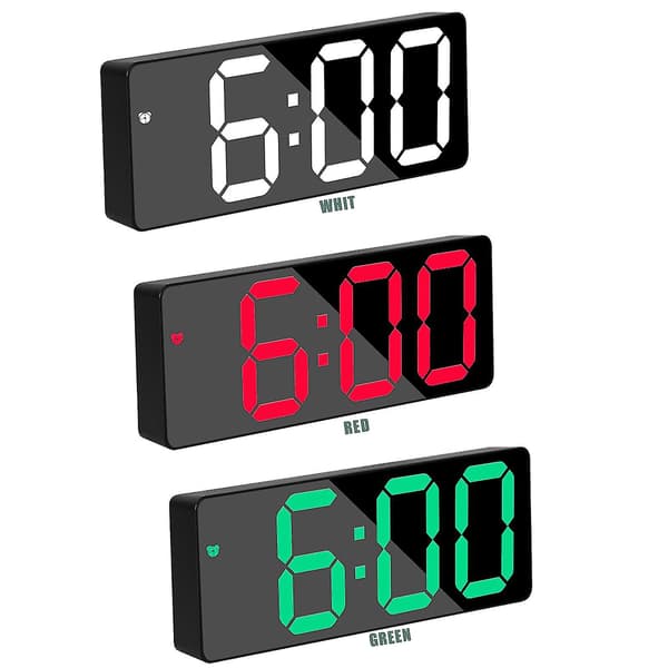 Digital dubbel väckarklocka för sovrum, stor display sängklocka för tunga sovande barn senior Red