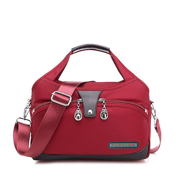 Multi-lomme skulderveske Damer Messenger Bag Reiseveske Arbeidsveske - Rød