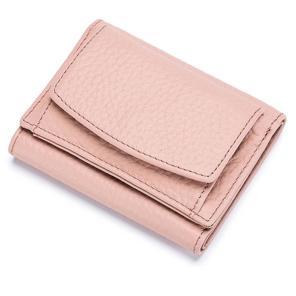 Liten lærlommebok, Rfid-lommebok med myntveske Light pink