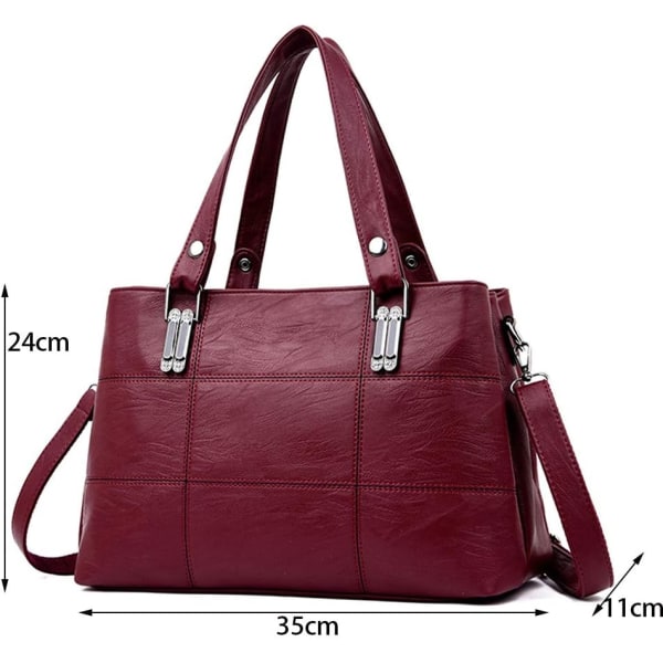 Håndtasker til damer Top Handle Læder Skulder Crossbody Tasker Dame Tote Messenger Designer Punge (Bordeaux)