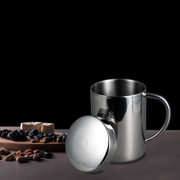 13,5oz/400ml Camping Mug Kaffe Mugg Kopp Dubbelväggig Rostfritt Stål Drickmugg med Lock för Hemma Kontor Camping Picknick