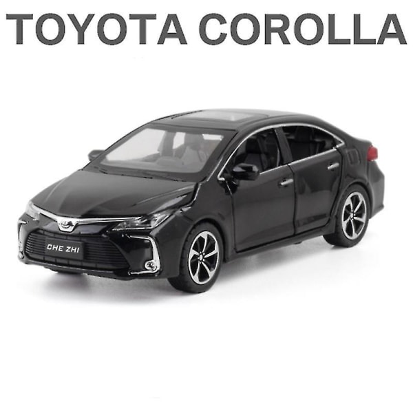 1:32 Toyota Corolla legeret bilmodel Diecasts & Legetøj Metalkøretøjer Bilmodel Simulering Lyd og lys Samling Legetøjsgave til børn Black