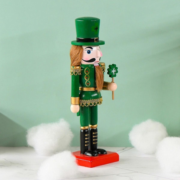 Nøddeknækker Dekoration Træ Figur Nøddeknækker Grøn Konge Roral Figurer St. ' S Day Nøddeknækker