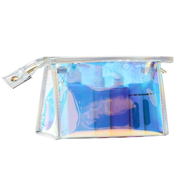 Uusi kannettava laserkosmetiikkalaukku naisille, vedenpitävä Travel Magic Color Pvc-kosmetiikkasäilytyslaukku silver