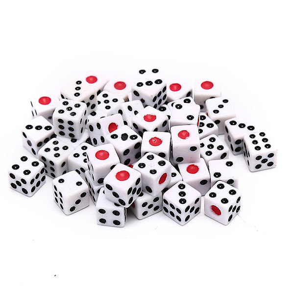 50 stk terninger spillterninger standard sekssidede terninger bursdagsfester brettspill White 50 Pcs