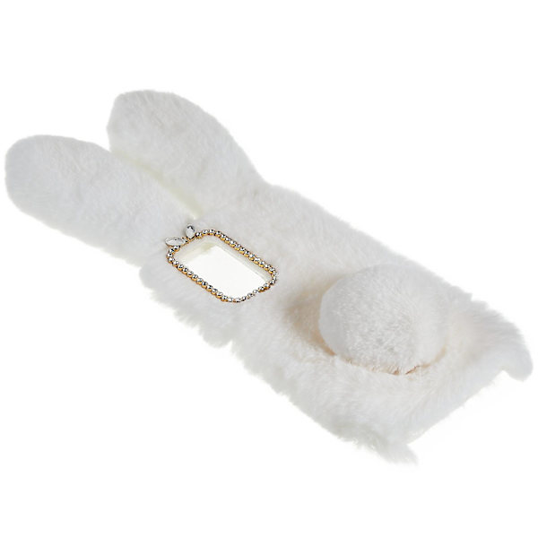 För Xiaomi Redmi Note 11 4g (qualcomm) Fuzzy Fluffy Bunny Ear Case Mjuk Plysch Flexibel Tpu Strass Dekor Baksida White