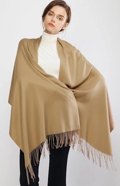 Dametørklæder Pashmina-sjal og -omslag til bryllupstørklæder til kvinder Vinter (Kamel)