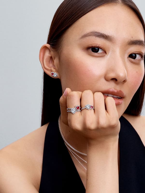 Pandora - Halo Hearts Ring - Sterling silver Circumference: 50mm