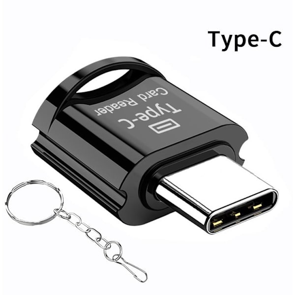 Type-C/Micro USB/Lightning mini-matkapuhelinkortinlukija, nopea TF-kortti OTG-kortinlukija Type-C Black