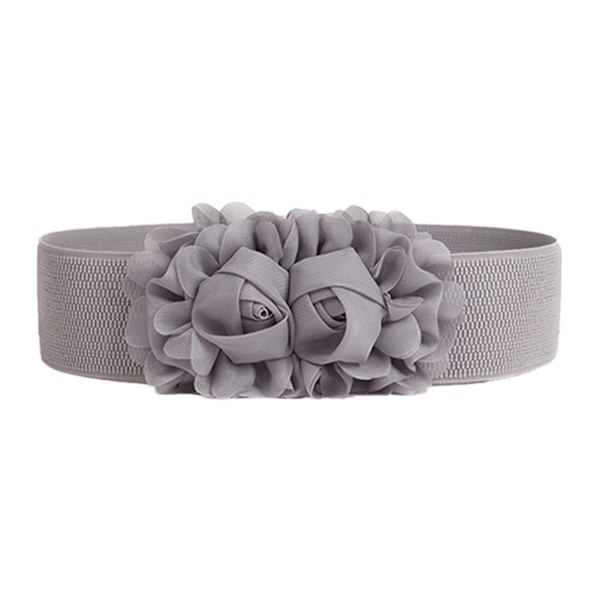Sinknap Elastiskt Bälte Dubbel-Blomma Tyg Brett Elastiskt Midjebälte För Fest Light Gray