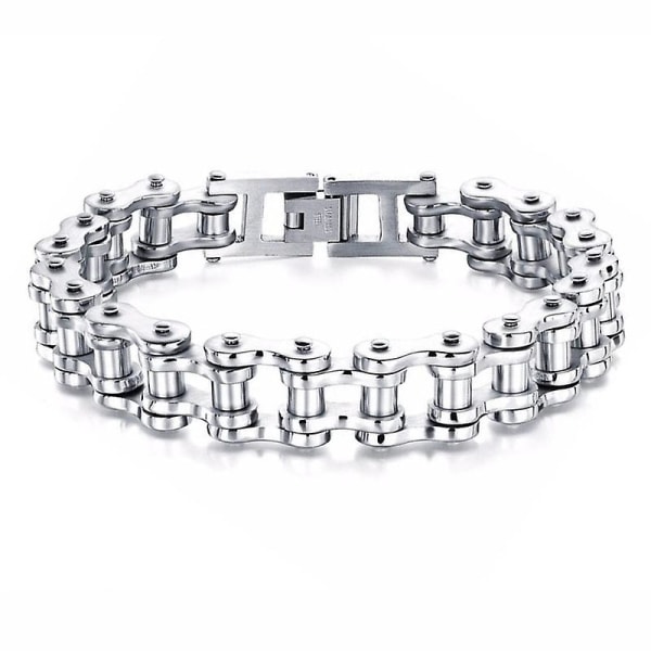 Rustfrit stål biker kæde armbånd mænd armbånd link kæde motorcykel cykel stil armbånd mode punk armbånd smykker Silver Black 21 5cm