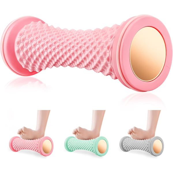 Fotmassasjerulle, muskelrullestokk for plantar fasciitt-restitusjon og avslapning av stramme muskler Pink