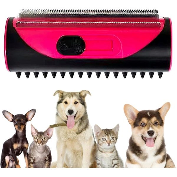 Dog Brush Cat Brush Grooming Comb, 3-in-1 Deshedding and  Cleaning Button for Cat Dog Horses Shedding Brush (Pink)