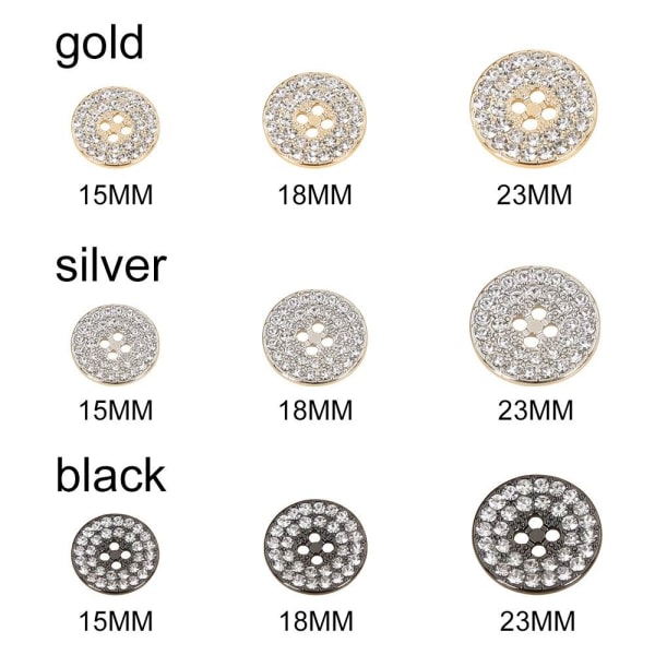 Metall Rhinestone Buttons Skjorte Buttons black 23MM10pcs-10pcs