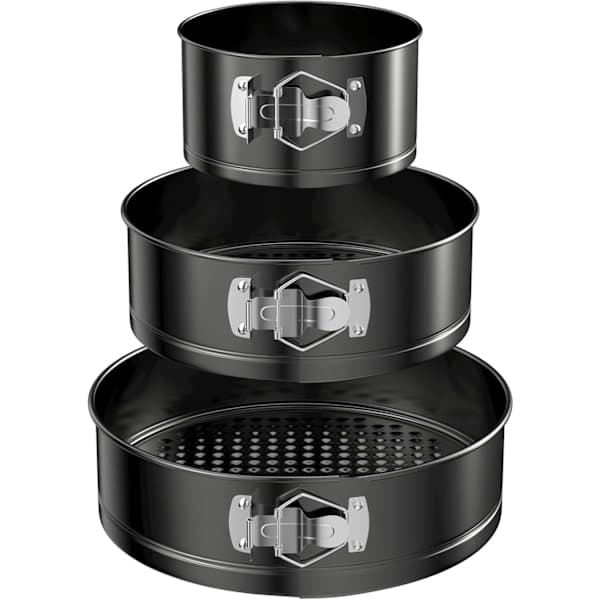 3-pak runde springforme, 12/18/22 cm runde kageforme, non-stick sæt i rustfrit stål med aftagelig bund