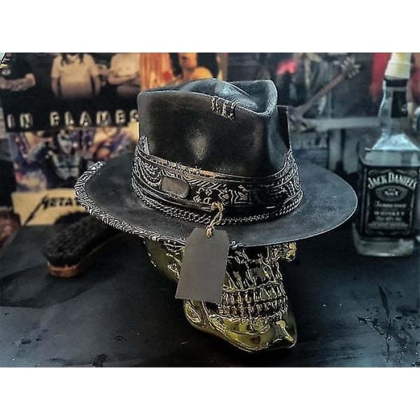 Punk Style Cowboyhat til mænd Western Skull Sort Cowboyhat