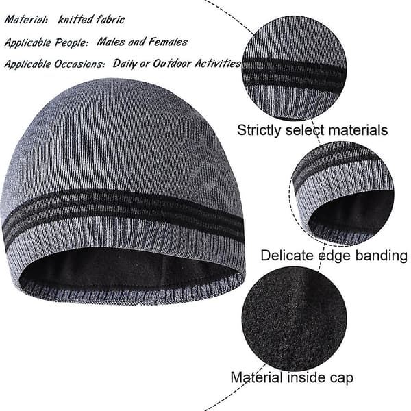 Herre Vinter Beanie Hat  Beanie Cap Varm Blød  Foret Cap Til Kvinder Sort+sort Black*medium gray