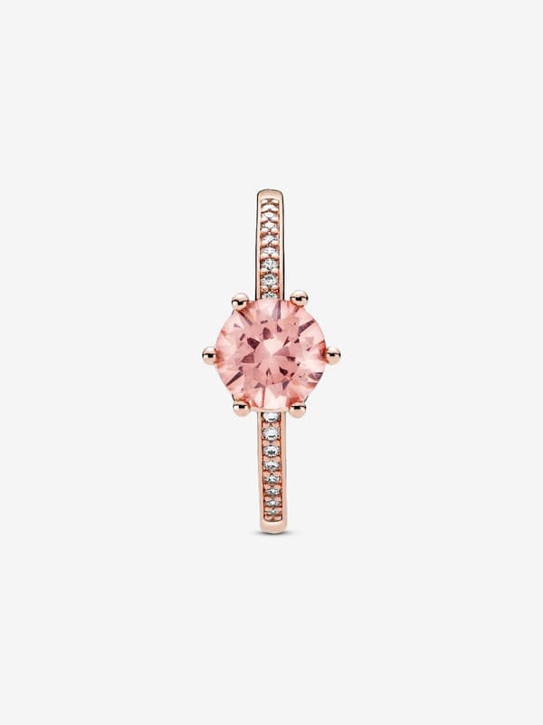 Pandora - Pink Sparkling Crown Solitaire Ring - 14k rosaguld plating Circumference: 54mm