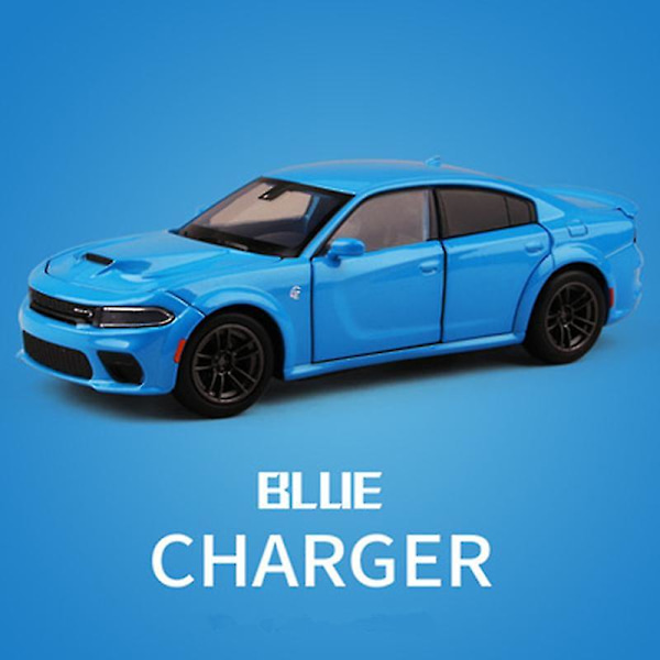 1:32 Dodge Challenger Srt Metalliurheiluauton malli Diecast & Leluauton metallirunkoinen malli Simulaatioääni ja valo Lasten lahjat Hellcat Blue