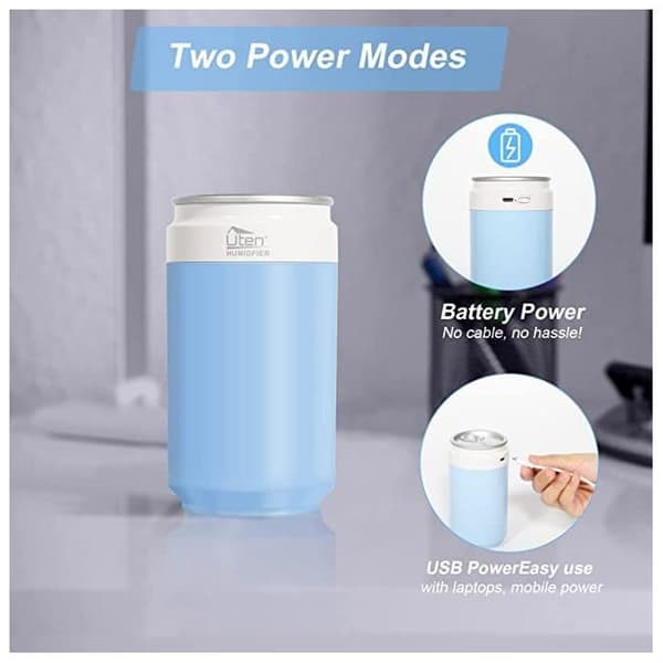 Mini luftfukter for soverom, stillegående luftfukter med USB for hjem, kontor, bil, 2 tåkemoduser