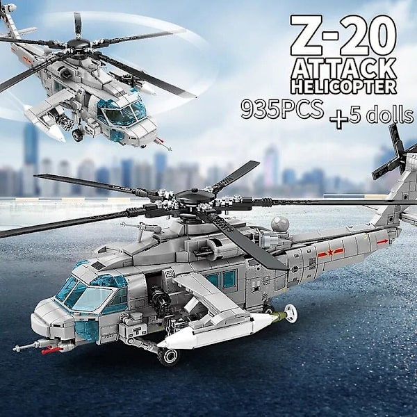 Sembo Block Helikoptre Jagerblokker Militærby Z-20 Utility Flymaskin Armépilotfigur Fly Byggeklosser Barn Lekermini J-15 Jager No Box KA50