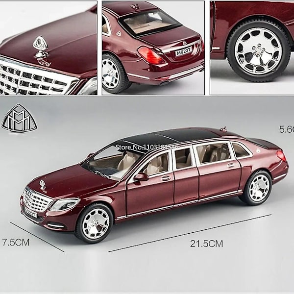 1/24 Maybach S600 Alloy Auto Malli Leikkiauto Korkea Simulaatio Valettu Metalli Leikkikalut Mallit Ajoneuvot Pojille Lasten Kokoelma Lahja Autot Red